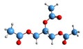 3D image of Triacetin skeletal formula