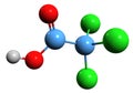 3D image of Trichloroacetic acid skeletal formula