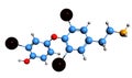 3D image of 3,3,5-Triiodothyronamine skeletal formula