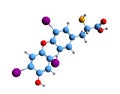 3D image of triiodothyronine skeletal formula Royalty Free Stock Photo