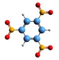 3D image of Trinitrobenzene skeletal formula Royalty Free Stock Photo