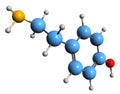 3D image of Tyramine skeletal formula Royalty Free Stock Photo