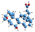 3D image of Ursodeoxycholic acid skeletal formula