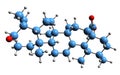 3D image of Ursolic acid skeletal formula Royalty Free Stock Photo