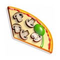 3D image of a vegetarian pizza with mushrooms