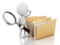 3d image. White people examines folders. Royalty Free Stock Photo