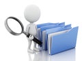 3d image. White people examines folders. Royalty Free Stock Photo