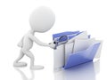 3d image. White people examines folders. Royalty Free Stock Photo