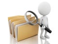 3d image. White people examines folders. Royalty Free Stock Photo