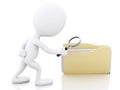 3d image. White people examines yellow folder. Royalty Free Stock Photo