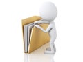 3d image. White people with yellow folder. Royalty Free Stock Photo