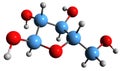 3D image of Xylose skeletal formula Royalty Free Stock Photo