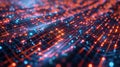 A 3D imagery of a blockchain, representing data blocks linked in digital chain with connections