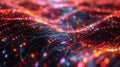 A 3D imagery of a blockchain, representing data blocks linked in digital chain with connections