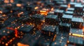 A 3D imagery of a blockchain, representing data blocks linked in digital chain with connections