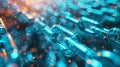 A 3D imagery of a blockchain, representing data blocks linked in digital chain with connections