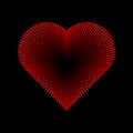 3d impossible heart logo made of red lines. Hollow black hole hearts love symbol for valentine day. Vector illustration