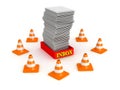 3D Inbox Surrounded by Orange Cones