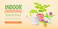 3d Indoor Gardening Big Sale Concept Banner Poster Card Cartoon Style. Vector