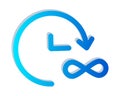 3D Infinite Time Icon with Clock and Infinity Symbol Royalty Free Stock Photo