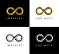 3d infinity logo in golden and silver colors