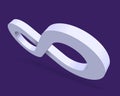 3D Infinity Symbol on Dark violet Background. Endless Vector Logo Design. Concept of infinity with shadow Royalty Free Stock Photo