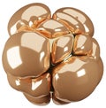 3D inflated abstract shape illustration. Puffy gold object design