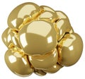 3D inflated abstract shape illustration. Puffy yellow gold object design