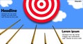 Business targets focus on strategic objectives. Vector illustration of an arrow hitting the target. success in planning towards th Royalty Free Stock Photo