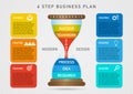 3d infographic hourglass 6 steps business plan success. gray gradient background