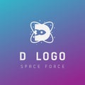 d initial space force logo design galaxy rocket vector in gradient background Royalty Free Stock Photo