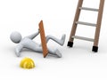 3d injured man - ladder accident Royalty Free Stock Photo