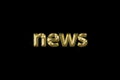 3d inscription in gold letters `news` isolated on black background Royalty Free Stock Photo