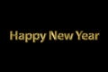 3d inscription gold the word `happy new year` isolated on black background