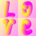 3d inscription love liquid . Vector design concept. Realistic 3d design. Decorative inscription. Valentines day background.