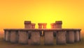 3D intact Stonehenge at dawn Royalty Free Stock Photo