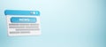 3D interface of a news website with minimal icons and text, isolated on a light blue background. 3D Rendering Royalty Free Stock Photo