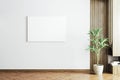 3d interior mock with blank canvas on wall Royalty Free Stock Photo