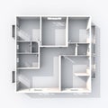 3d interior rendering of paper model apartment