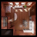 3D Interior rendering of a tiny loft