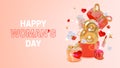 3d International Womens Day Concept Banner Plasticine Cartoon Style. Vector