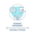2D internet dependent thin line blue icon concept Royalty Free Stock Photo