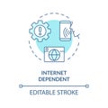 2D internet dependent thin line blue icon concept