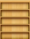 Realistic wooden bookshelf background