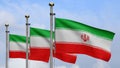 3D, Iranian flag waving on wind. Iran banner blowing soft silk