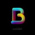 3d iridescent gradient letter B.