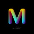 3d iridescent gradient letter M.