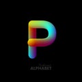 3d iridescent gradient letter P.