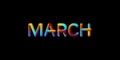 3d iridescent gradient March month sign