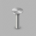 3d iron nail vector illustration. Realistic isolated metal pin with circle heads, bent steel hardware spike or hobnail